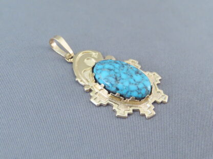 14kt Gold & Lone Mountain Turquoise Pendant by Robert Taylor