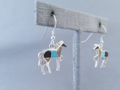 Horse Earrings with Multi-Stone & Turquoise Inlay