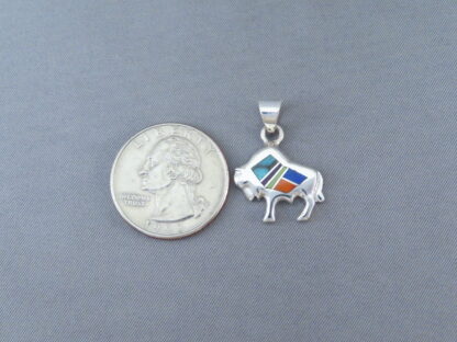 Inlaid Multi-Color Little Buffalo (Bison) Pendant