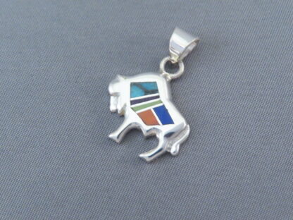 Inlaid Multi-Color Little Buffalo (Bison) Pendant