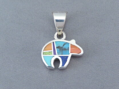 Inlaid Multi-Color Bear Pendant  (small)