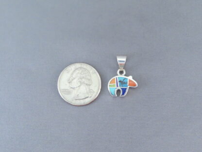 Inlaid Multi-Color Bear Pendant  (small)