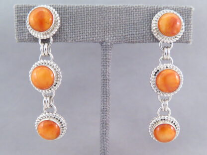 Sterling Silver & Spiny Oyster Shell Earrings by Artie Yellowhorse