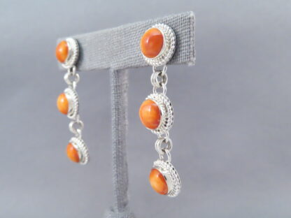 Sterling Silver & Spiny Oyster Shell Earrings by Artie Yellowhorse