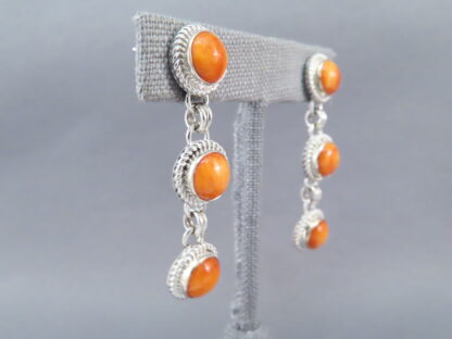 Sterling Silver & Spiny Oyster Shell Earrings by Artie Yellowhorse