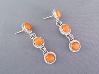Sterling Silver & Spiny Oyster Shell Earrings by Artie Yellowhorse